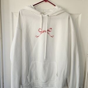Aeropostale White Hoodie with Pink Bow Accent